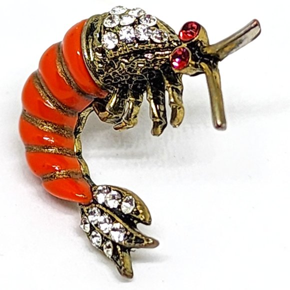 SINGLE EARRING - Vintage LOBSTER Pierced Earring - Rhinestones Orange Gold Body - Picture 4 of 6